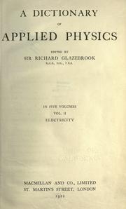 Front cover of A dictionary of applied physics by Glazebrook, Richard Sir