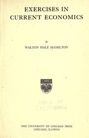 Front cover of Exercises in current economics by Walton Hale Hamilton