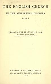 Front cover of The English Church in the nineteenth century by Francis Warre Cornish