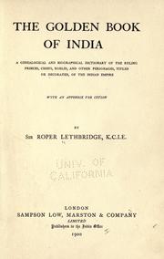 Front cover of The golden book of India by Sir Roper Lethbridge
