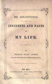 Cover of Incidents and facts in my life by William Isaacs Loomis