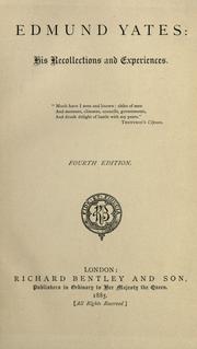 Front cover of Edmund Yates by Edmund Hodgson Yates