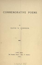 Cover of Commemorative poems by David N. Johnson