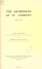 Front cover of The archbishops of St. Andrews by Herkless, John, Sir, 1855-1920