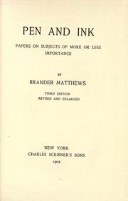 Cover of Pen and ink by Brander Matthews