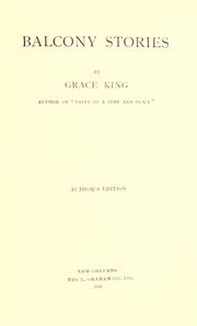 Front cover of Balcony stories by Grace Elizabeth King