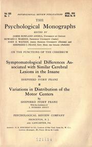 Front cover of On the functions of the cerebrum by Shepherd Ivory Franz