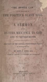 Cover of "The higher law" in its application to the Fugitive slave bill by John C. Lord