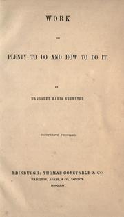 Front cover of Work, or, Plenty to do and how to do it by Margaret Maria Gordon