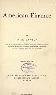 Cover of American finance by W. R. Lawson