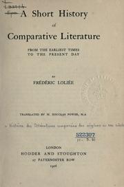 Front cover of Histoire des littératures comparées. by Frédéric Loliée