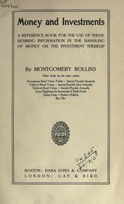 Front cover of Money and investments by Rollins, Montgomery