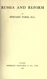 Front cover of Russia and reform by Bernard Pares