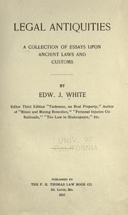 Front cover of Legal antiquities by White, Edward J.