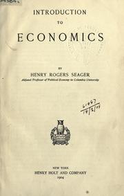 Front cover of Introduction to economics by Henry Rogers Seager