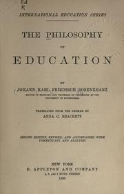 Front cover of The philosophy of education by Karl Rosenkranz