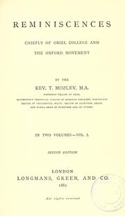Front cover of Reminiscences chiefly of Oriel College and the Oxford Movement by T. Mozley