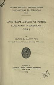 Cover of Some fiscal aspects of public education in American cities by Edward C. Elliott