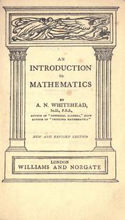 Front cover of An introduction to mathematics, by A. N. Whitehead by Alfred North Whitehead