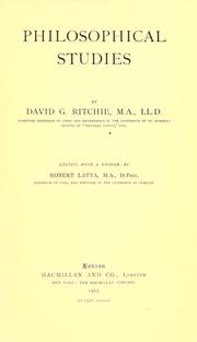 Cover of Philosophical studies by David George Ritchie