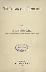 Front cover of The economics of commerce by Henry de Beltgens Gibbins