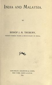 Cover of India & Malaysia by J. M. Thoburn