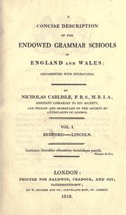 Front cover of A concise description of the endowed grammar schools in England and Wales by Nicholas Carlisle