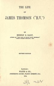 Front cover of The life of James Thomson ("B.V.") by Henry Stephens Salt