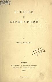 Cover of Studies in literature by John Morley, 1st Viscount Morley of Blackburn