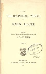Front cover of The philosophical works of John Locke by John Locke