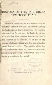 Front cover of History of the California text-book plan by California. Dept. of Public Instruction.