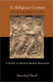 Cover of The religious context of early Christianity by Hans-Josef Klauck