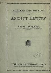 Front cover of A syllabus and note book for ancient history by Armstrong, Robert D.