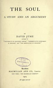 Cover of The soul by David Syme
