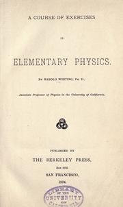 Front cover of A course of exercises in elementary physics by Harold Whiting