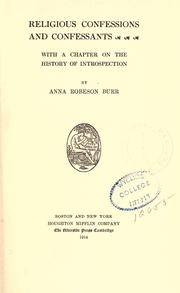 Cover of Religious confessions and confessants by Anna Robeson Brown Burr