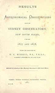Front cover of Results of astronomical observations made at the Sydney observatory, New South Wales, in the years 1877 and 1878, 1879-81, under the direction of H. S. Russell by Sydney Observatory.