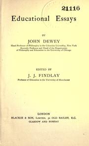 Cover of Educational essays by John Dewey