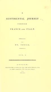 Cover of A sentimental journey through France and Italy by Laurence Sterne