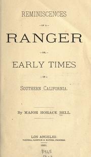 Front cover of Reminiscences of a Ranger by Horace Bell