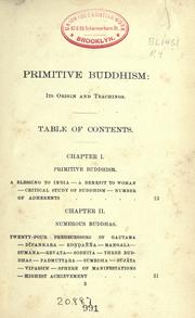 Front cover of Primitive Buddhism, its origin and teachings by Elizabeth A. Reed