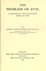 Front cover of The problem of evil by Marion Le Roy Burton