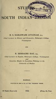 Front cover of Studies in South Indian Jainism by M. S. Ramaswami Ayyangar