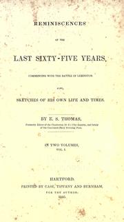 Front cover of Reminiscences of the last sixty-five years by Ebenezer Smith Thomas