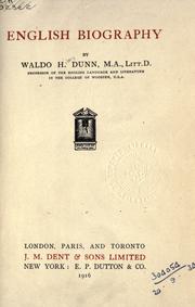 Cover of English biography by Waldo Hilary Dunn