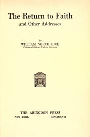 Front cover of The return to faith by William North Rice