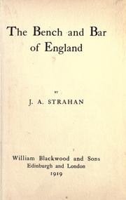 Front cover of The Bench and Bar of England by J. Andrew Strahan