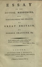 Front cover of Essay on the actual resources, for reestablishing the finances of Great Britain by George Craufurd