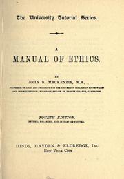 Cover of A manual of ethics by J. S. Mackenzie
