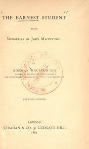 Cover of The earnest student by Macleod, Norman